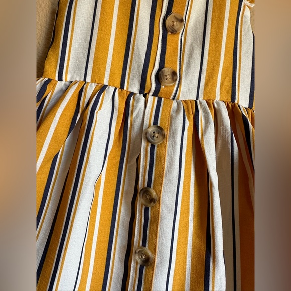 Little lass size 3t little girls sleeveless navy and mustard striped dress - Picture 4 of 5